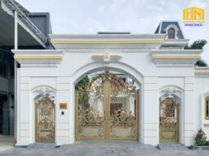 cổng nhôm đúc biệt thự 4 cánh