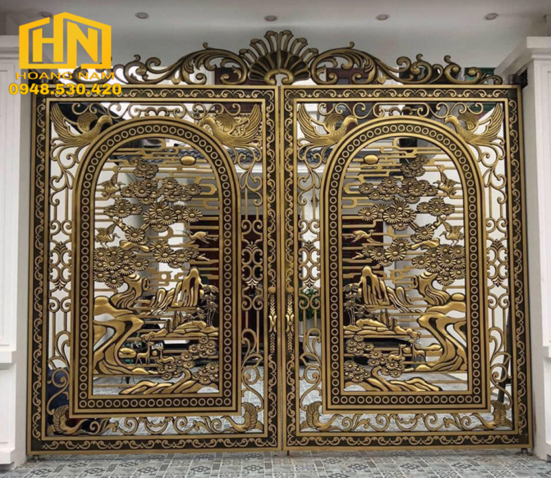 Mẫu cổng nhôm đúc hợp kim 2 cánh