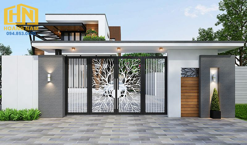 Mẫu cổng nhà sắt cắt CNC nghệ thuật hiện đại