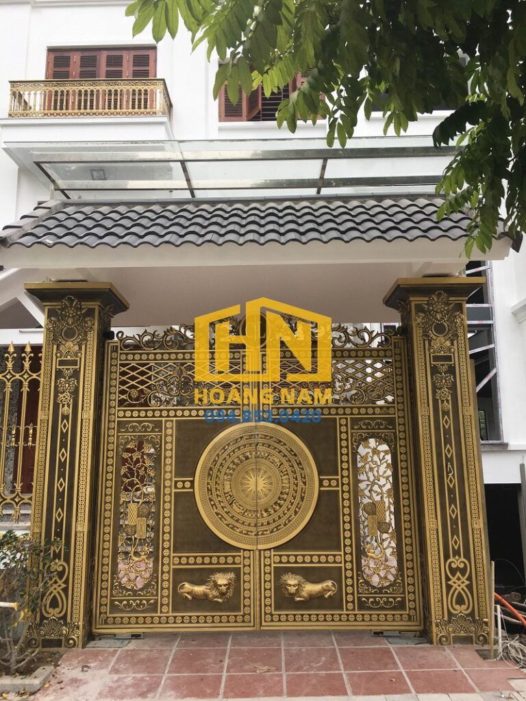 Cổng và Trụ cổng nhôm đúc trống đồng