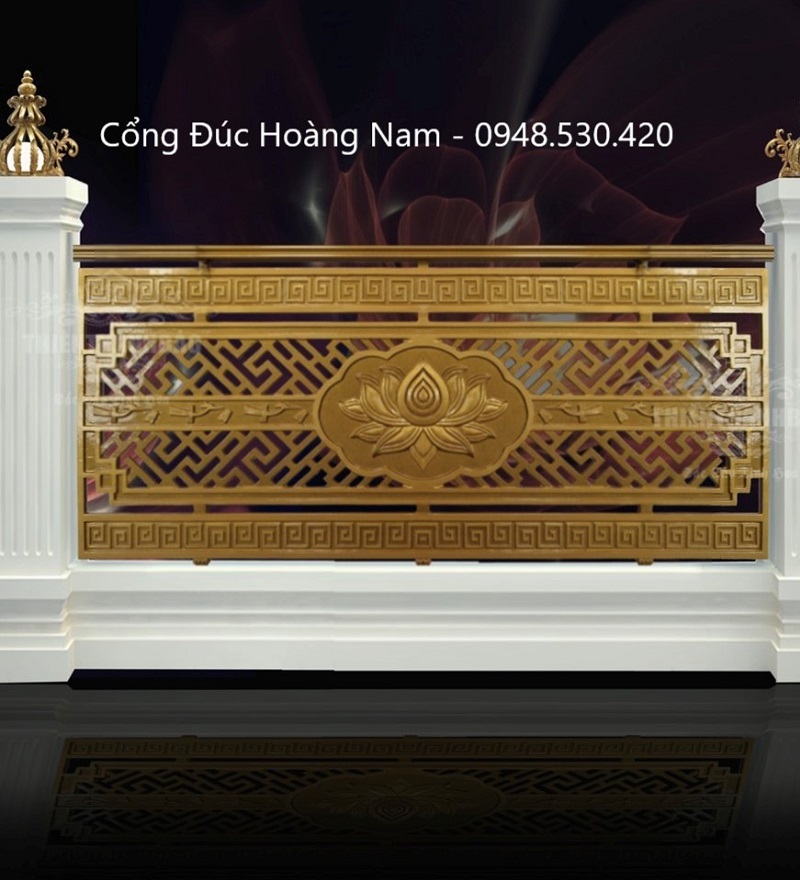 Mẫu lan can nhôm đúc đẹp mặt kín bông sen